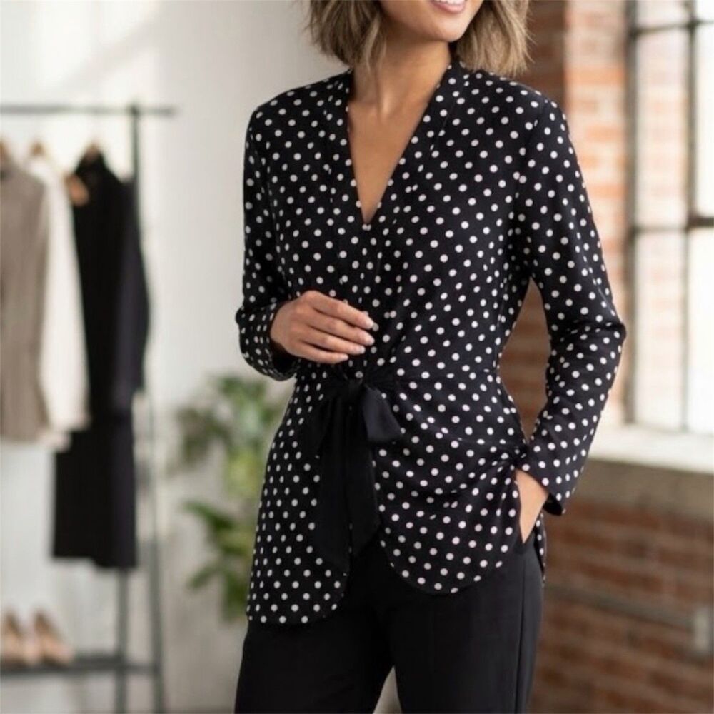 Judy Knapp Vintage 1980s Blazer Jacket Womens M Polka Dot USA Made Timeless Chic